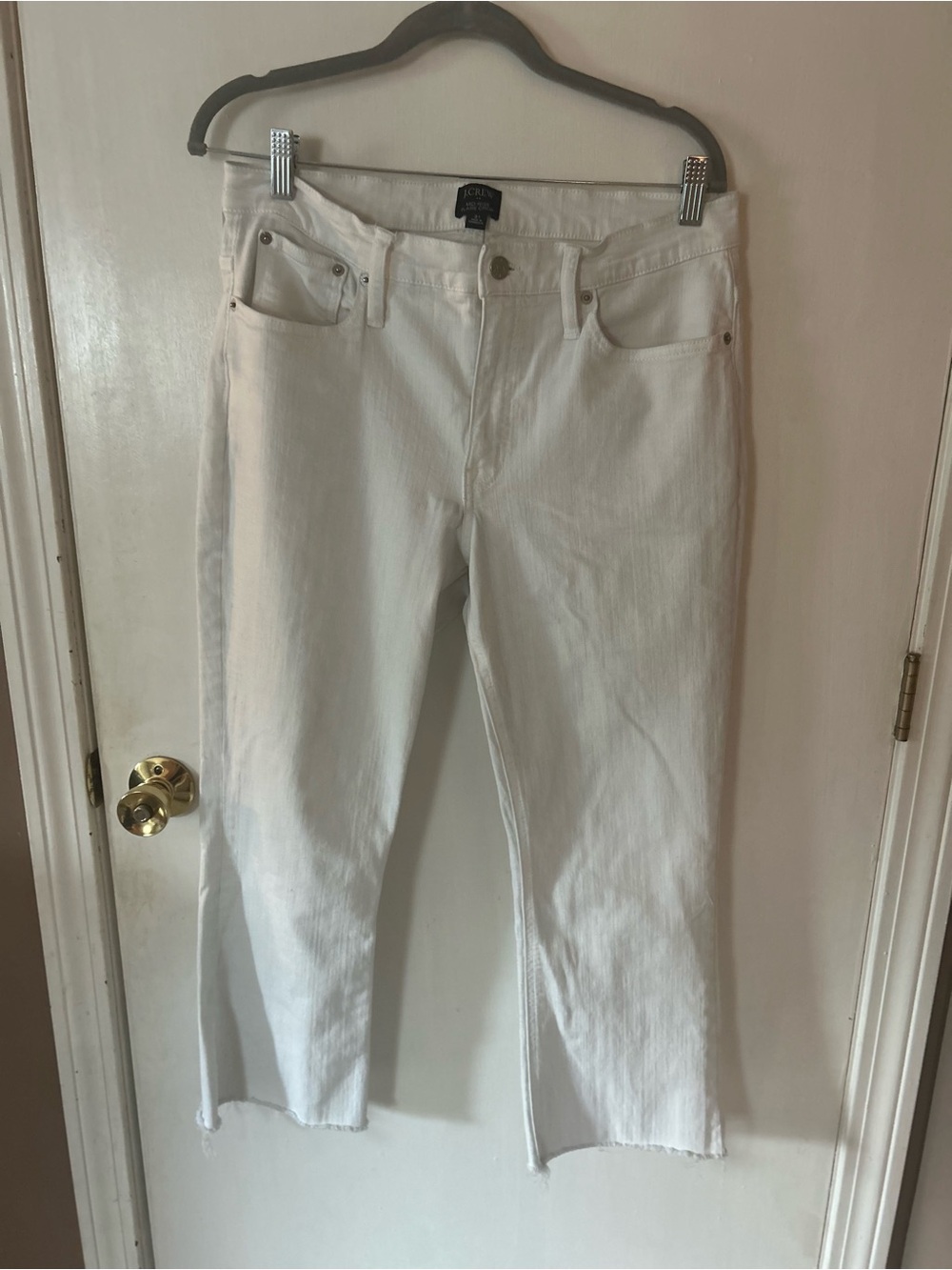 J. Crew White High-Rise Cropped Straight Jeans